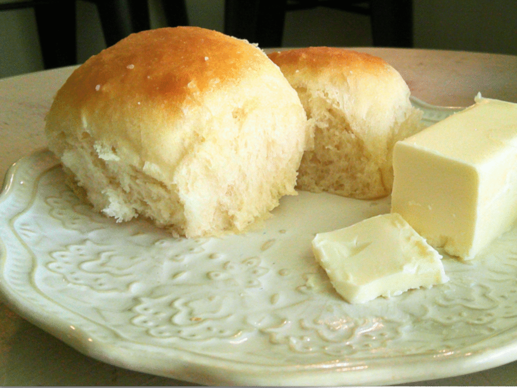dinner roll on a white plate